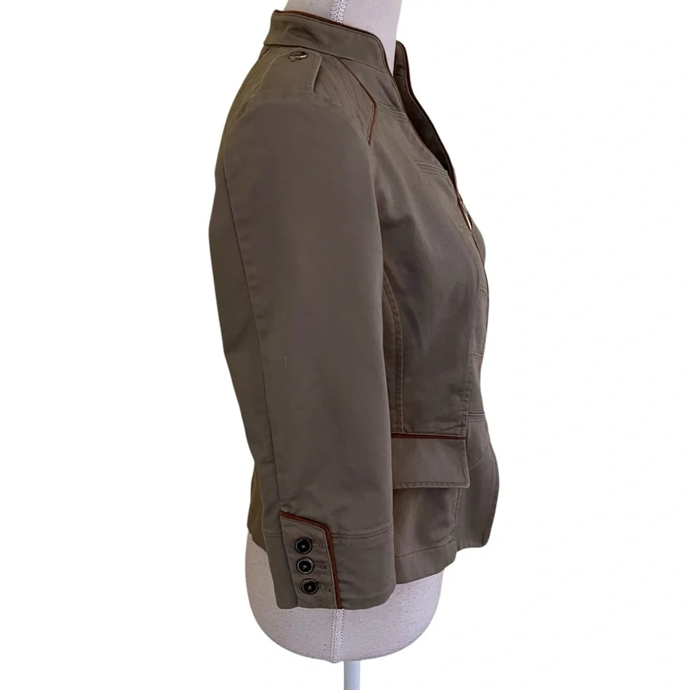 White House Black Market Olive Green Military Style Fitted Jacket 0